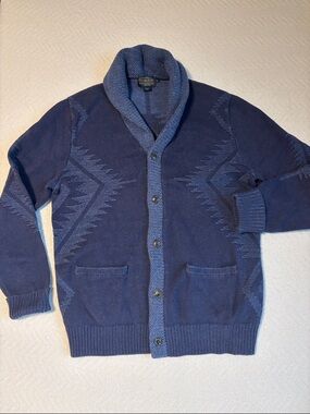 Pendleton Thomas Kay Sweater Men's Shawl Collar Cardigan Blue Aztec Southwestern